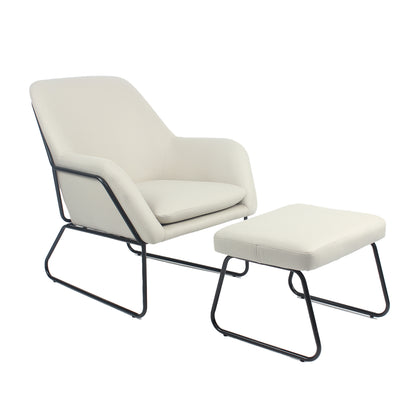 Sillón Individual con Taburete Reposapiés Terciopelo Beige