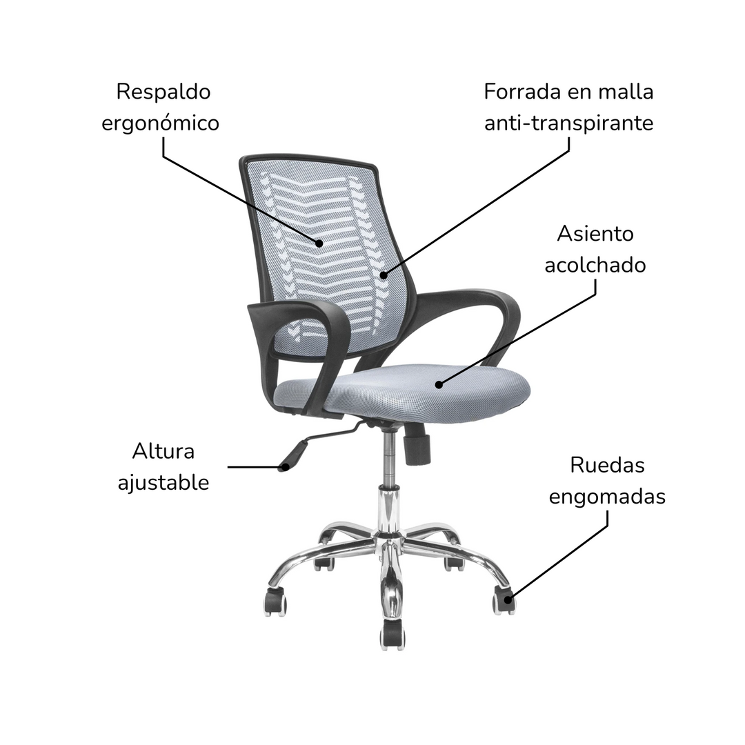 Silla de Oficina Sill-C2G Ergonómica Gris