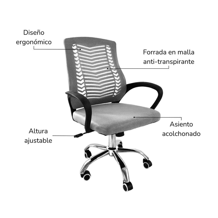 Silla de Oficina Sill-C2G Ergonómica Gris