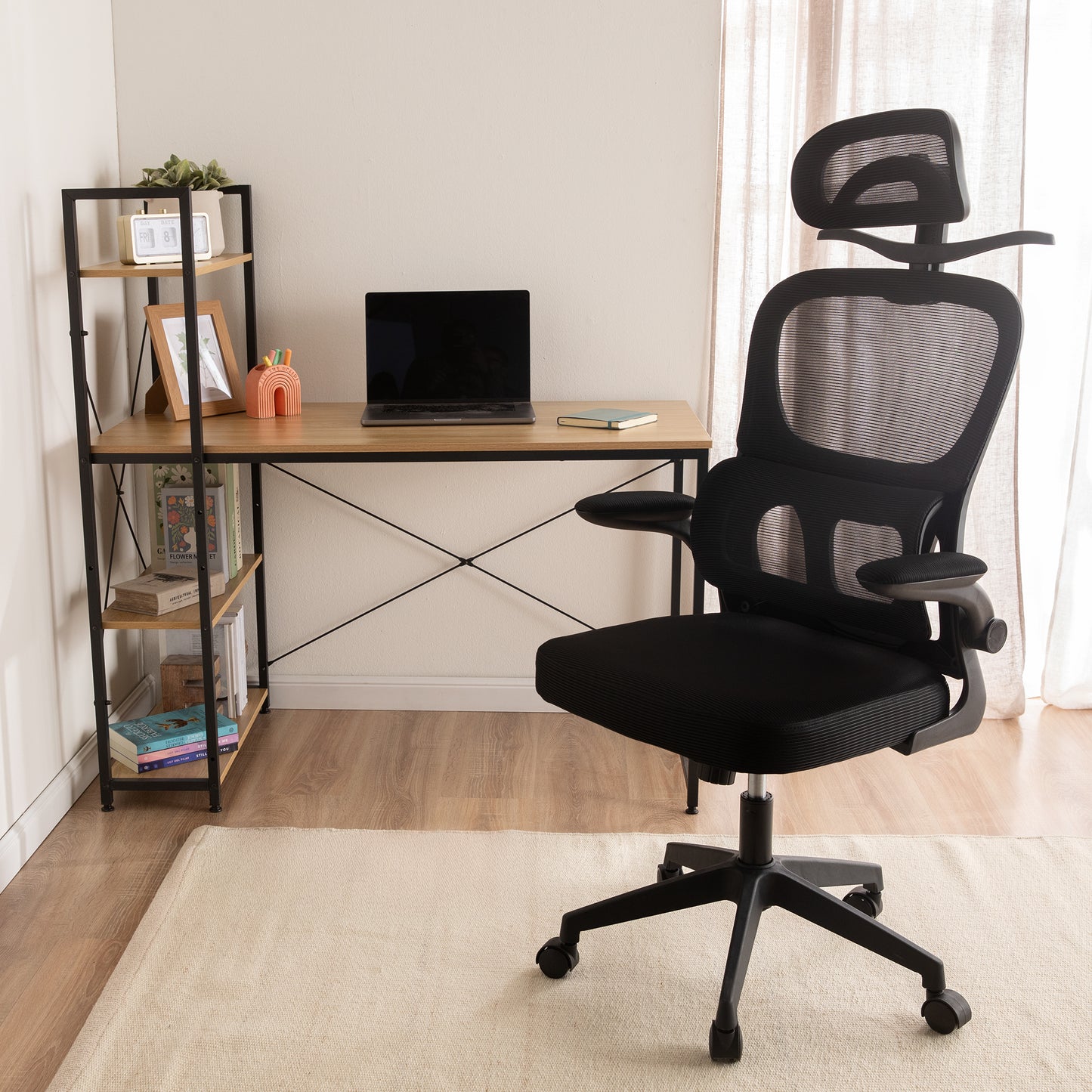 Silla de Oficina Ergonómica con Brazos Abatibles