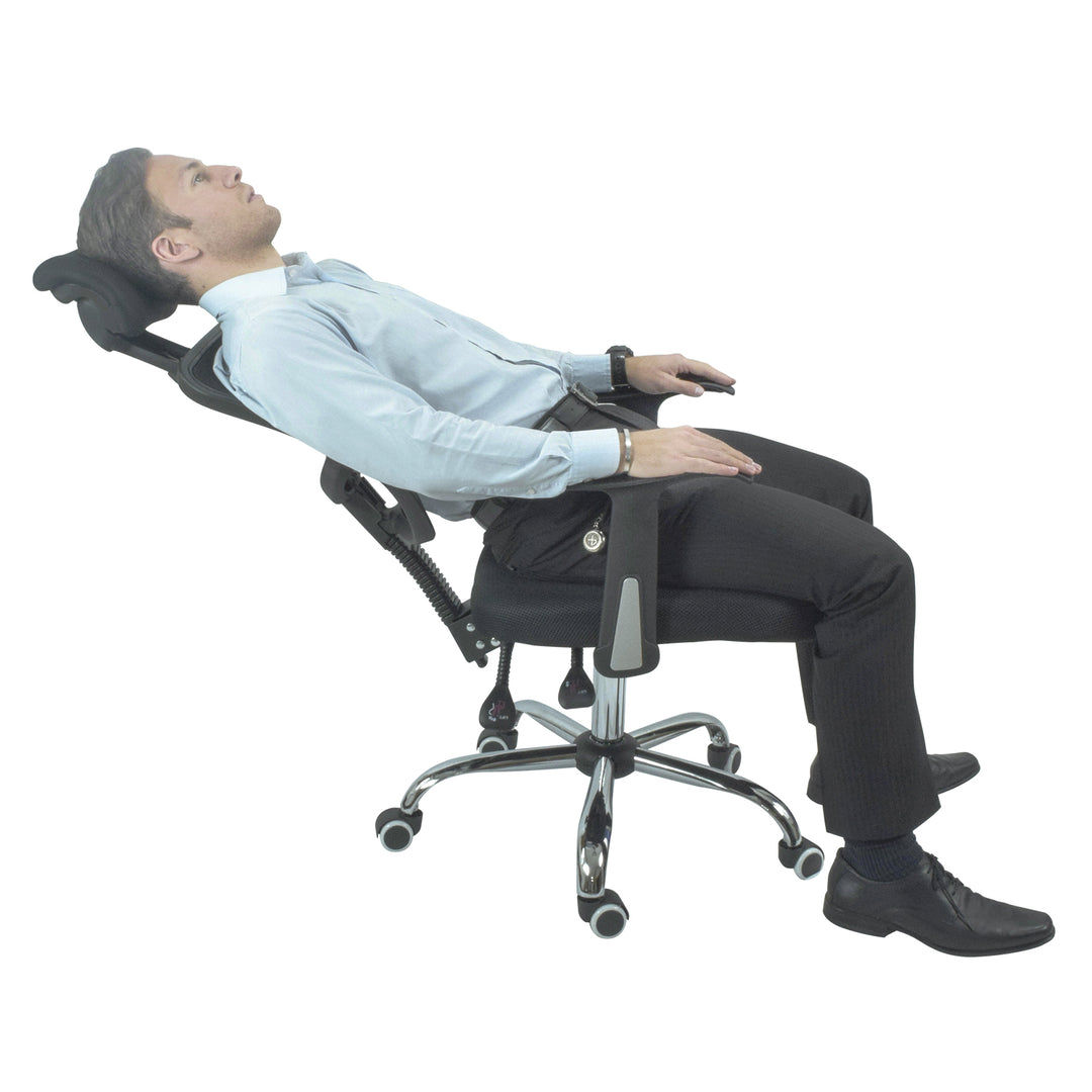 Silla de Oficina Ergonómica con Apoyacabeza Negra