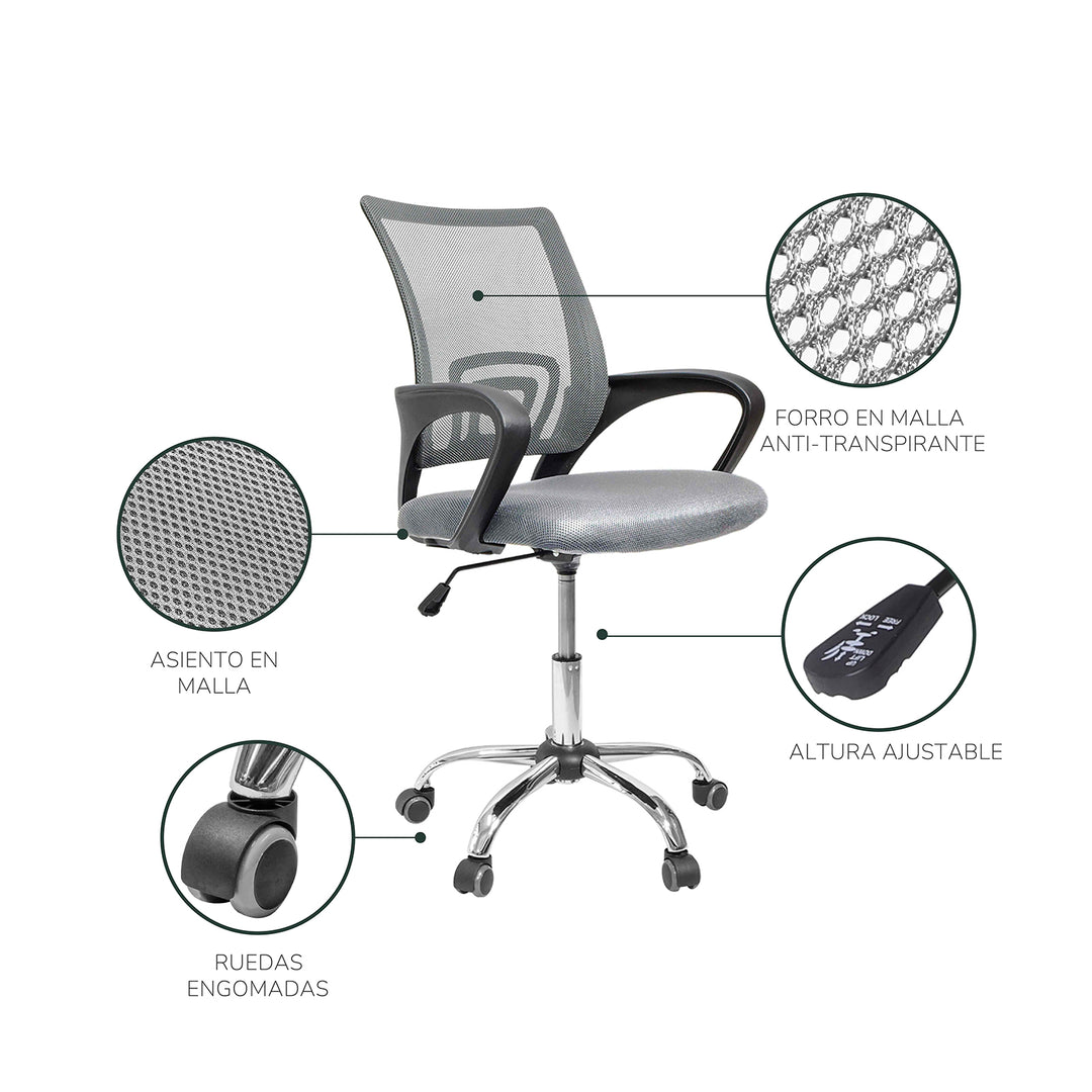 Silla de Oficina Sill2-G Ergonómica Gris