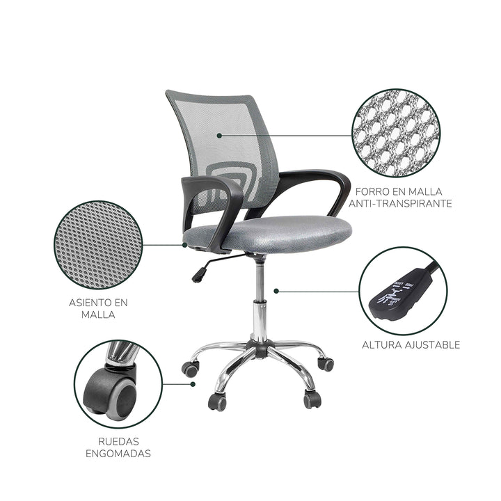 Silla de Oficina Sill2-G Ergonómica Gris