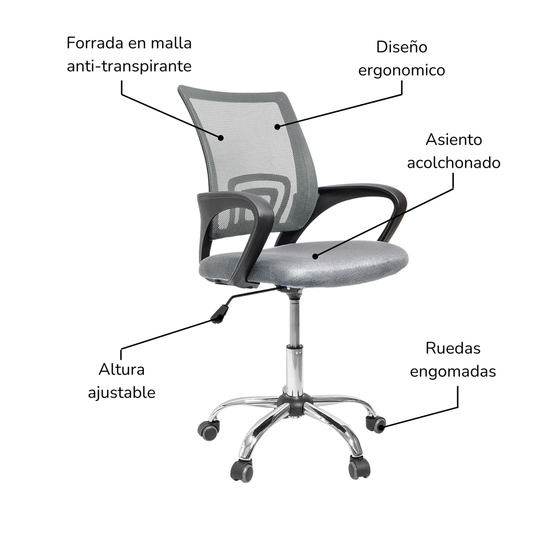 Silla de Oficina Ergonómica Gris