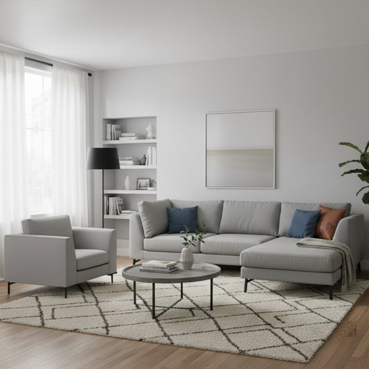 Combo Sofá Modular + Sillón Individual Murcia Gris Claro