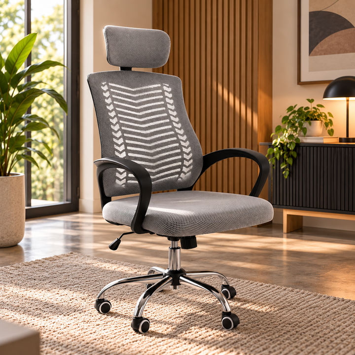 Silla de Oficina con Cabecera Gris