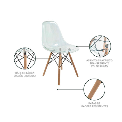 Silla de Comedor T-Mallorca Estilo Eames Transparente