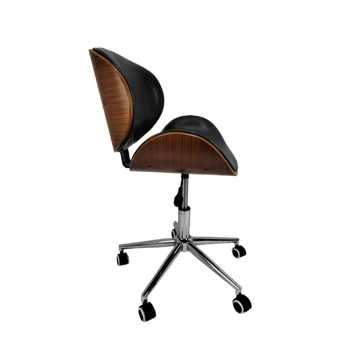 Silla de Oficina de Cuero Sintético y Madera Negra