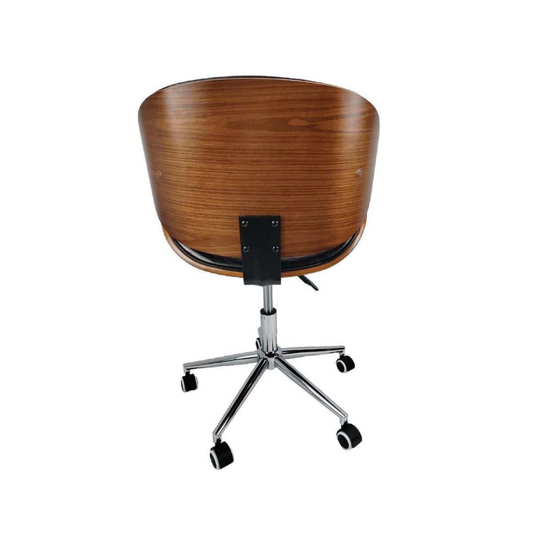 Silla de Oficina de Cuero Sintético y Madera Negra