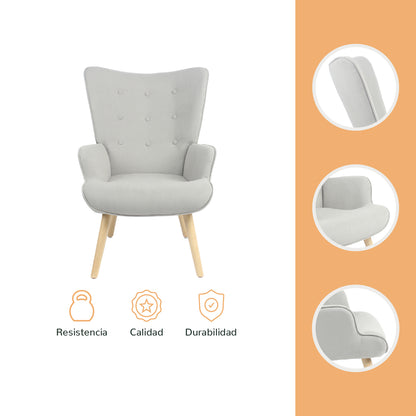 Sillón Individual para Sala Comedor Terciopelo Gris