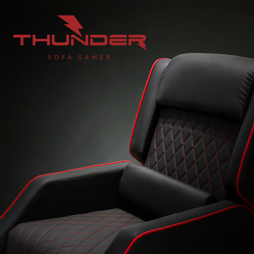 Sillón Gamer Thunder Reclinable con Reposapies Negro