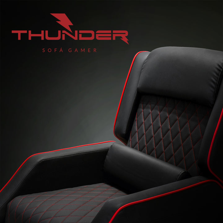 Sillón Gamer Thunder Reclinable con Reposapies Negro