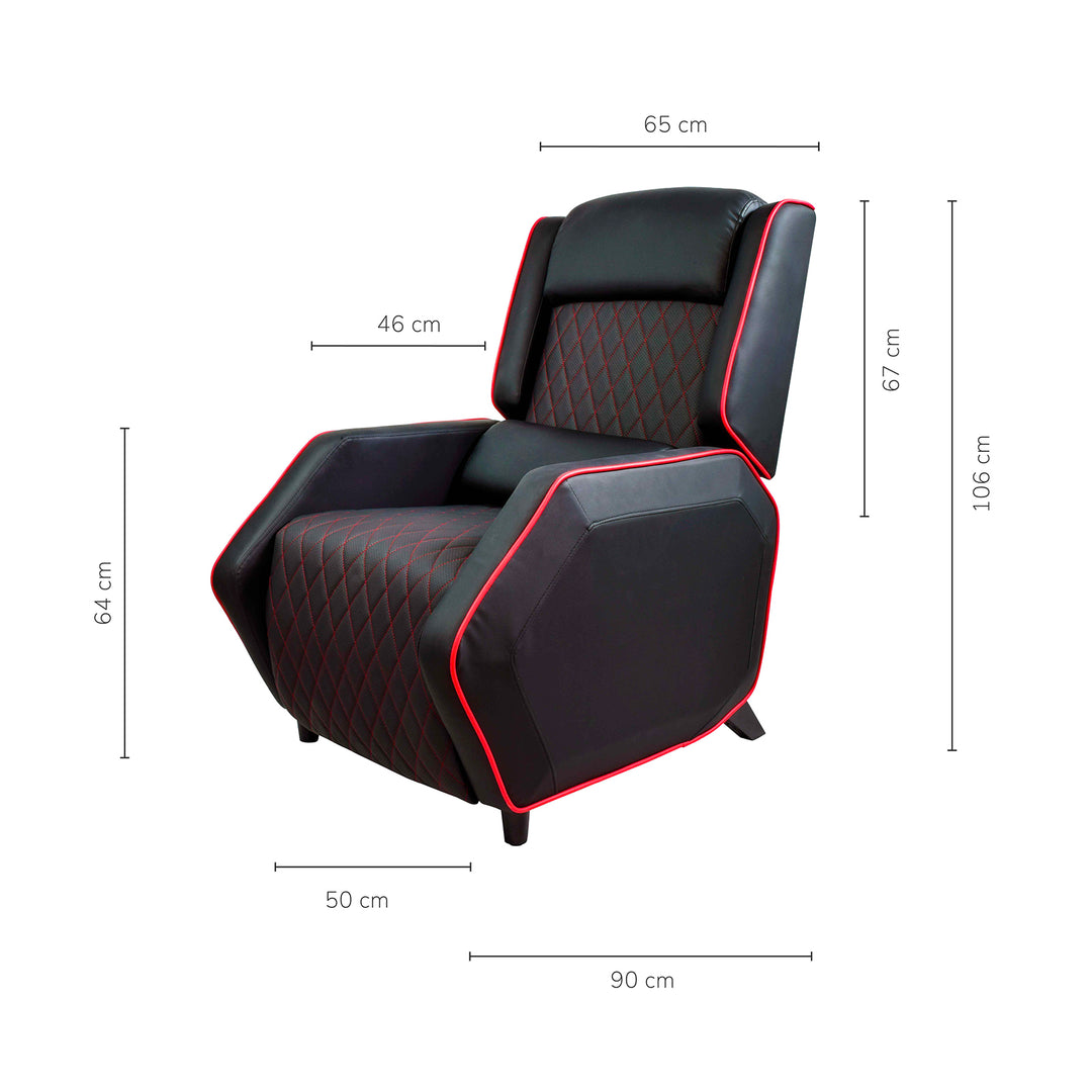 Sillón Gamer Thunder Reclinable con Reposapies Negro