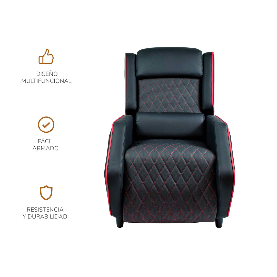 Sillón Gamer Thunder Reclinable con Reposapies Negro