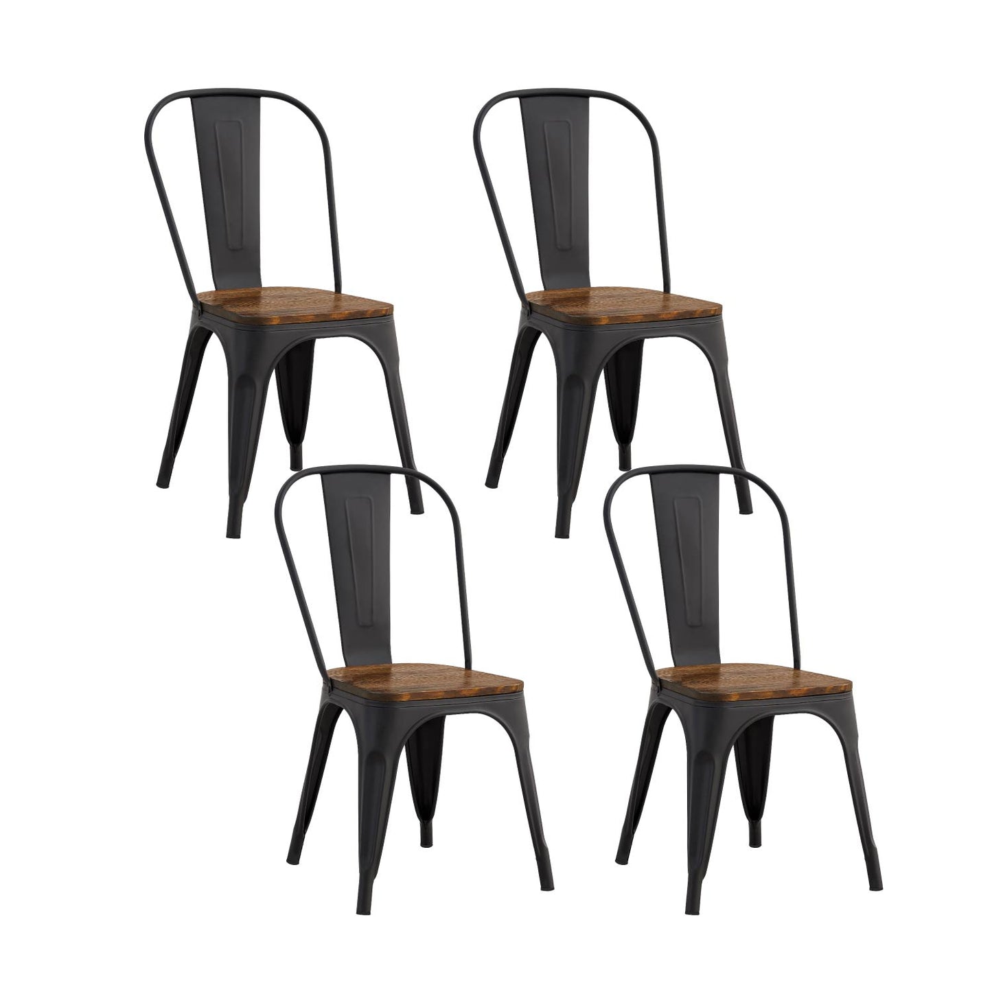 Set 4 Sillas de Comedor Tolix Estilo Industrial Negras