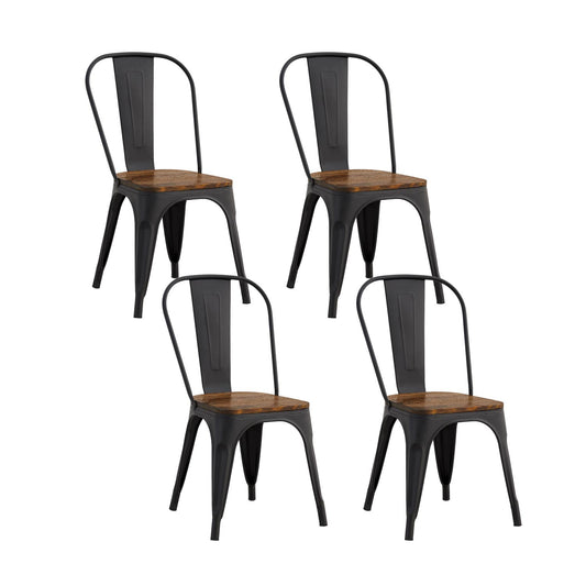 Set 4 Sillas de Comedor Tolix Estilo Industrial Negras