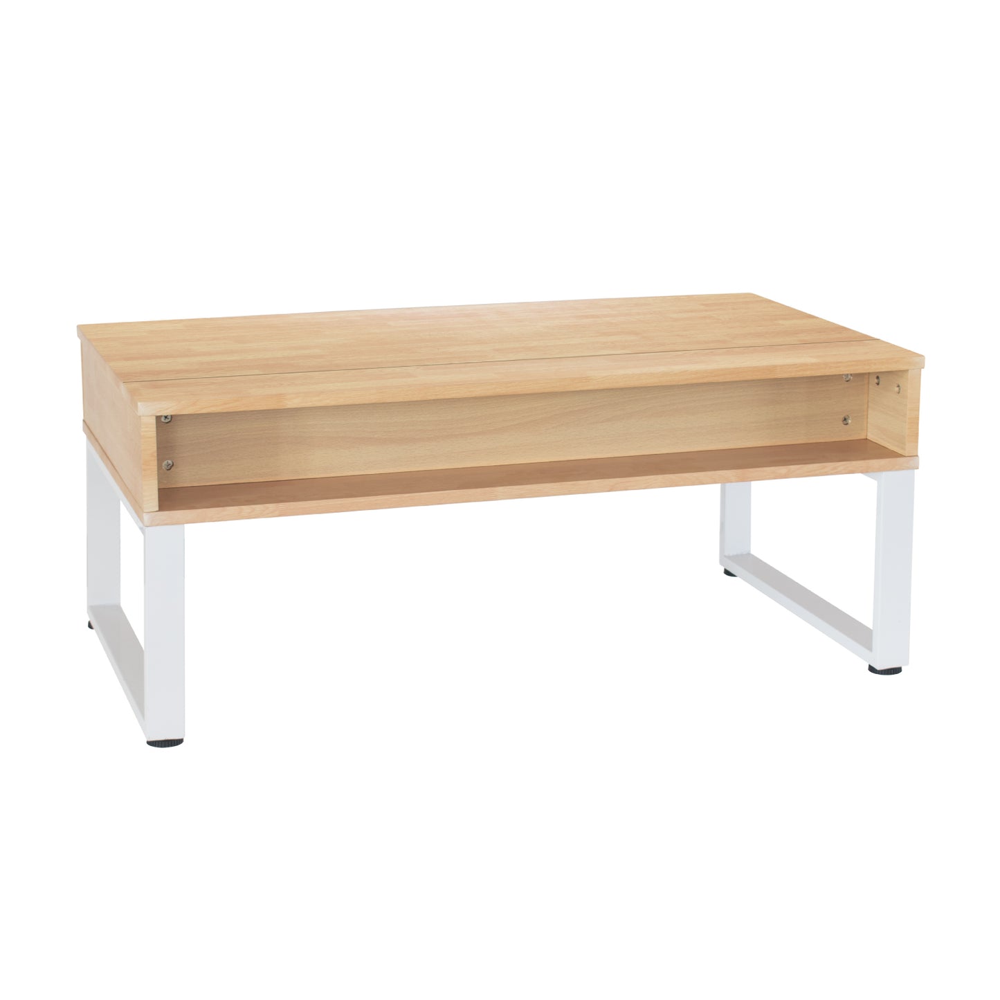 Mesa de Centro Elevable con Compartimento Oculto Café y Blanco