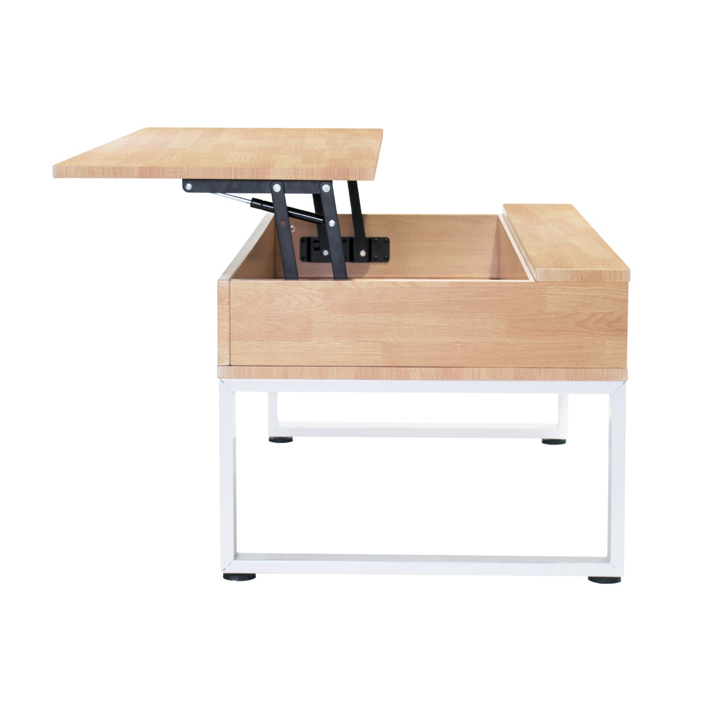 Mesa de Centro Elevable con Compartimento Oculto Café y Blanco