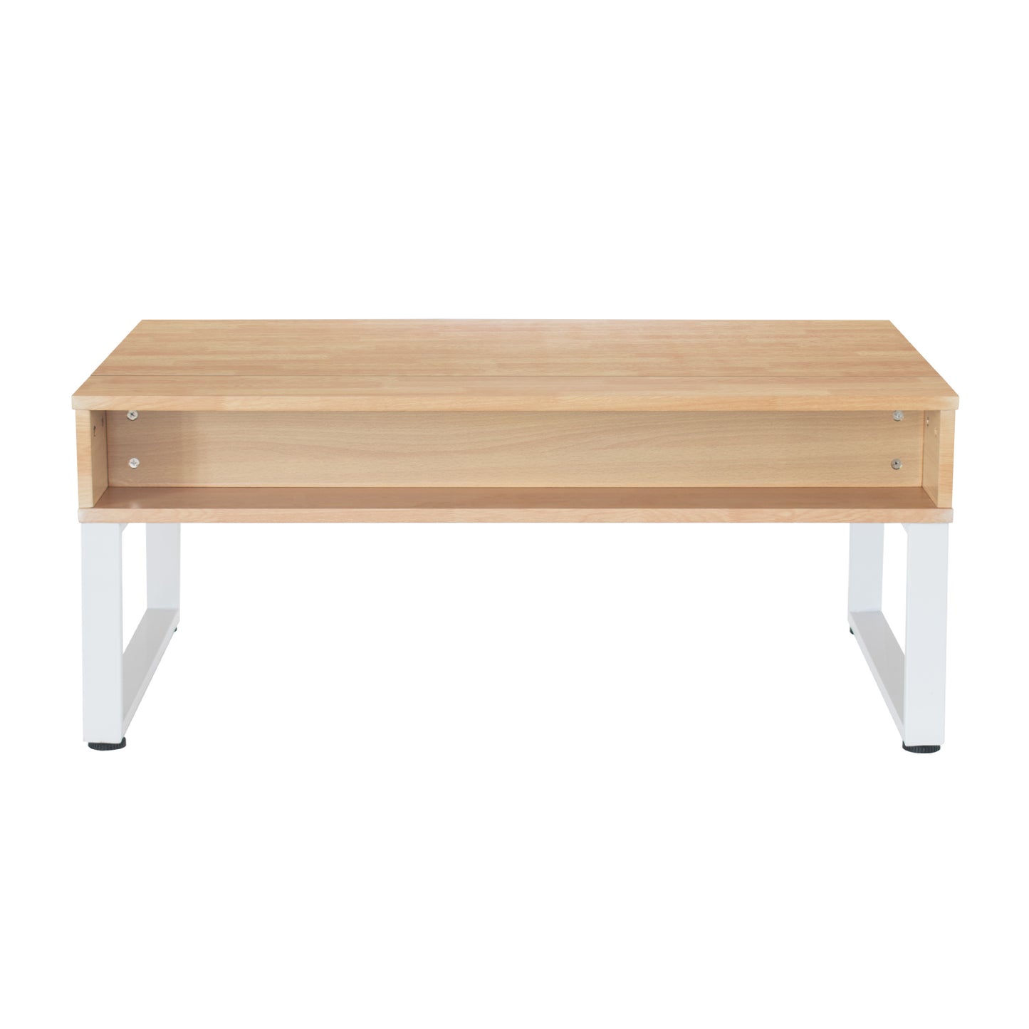 Mesa de Centro Elevable con Compartimento Oculto Café y Blanco