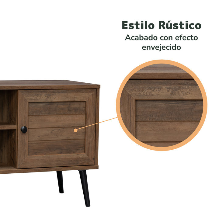Mueble de TV con Estantes y Puerta Café Oscuro