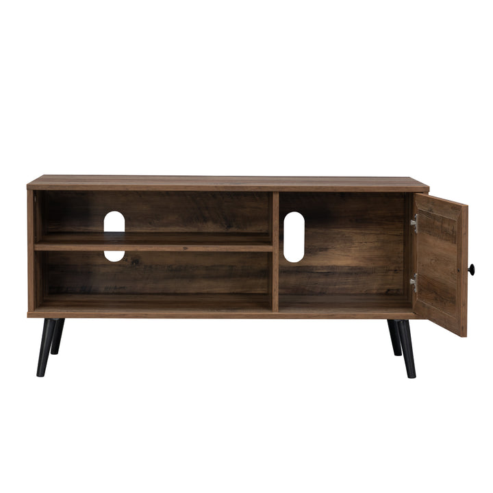 Mueble de TV con Estantes y Puerta Café Oscuro