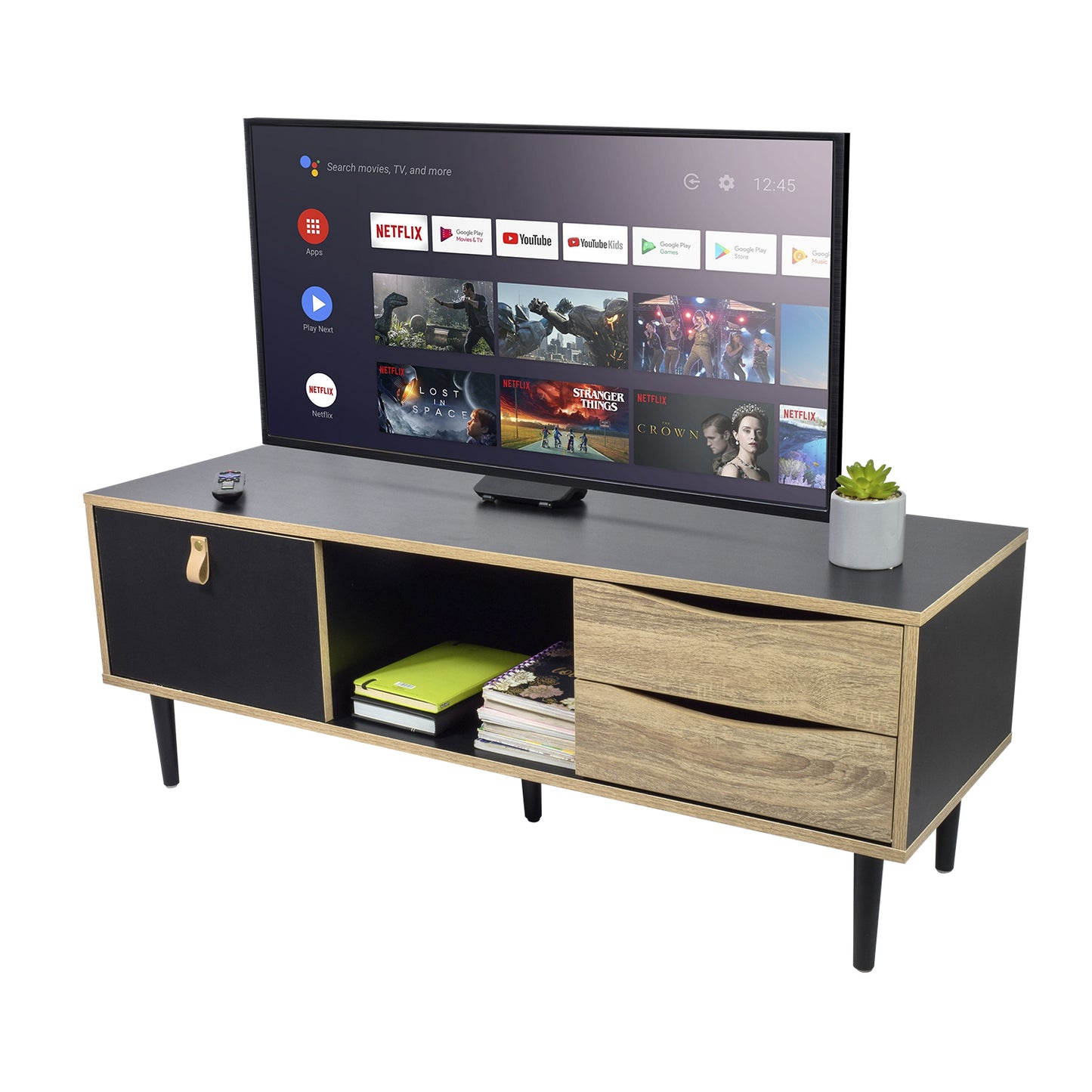 Mueble de TV Venice con Cajones Negro y Café