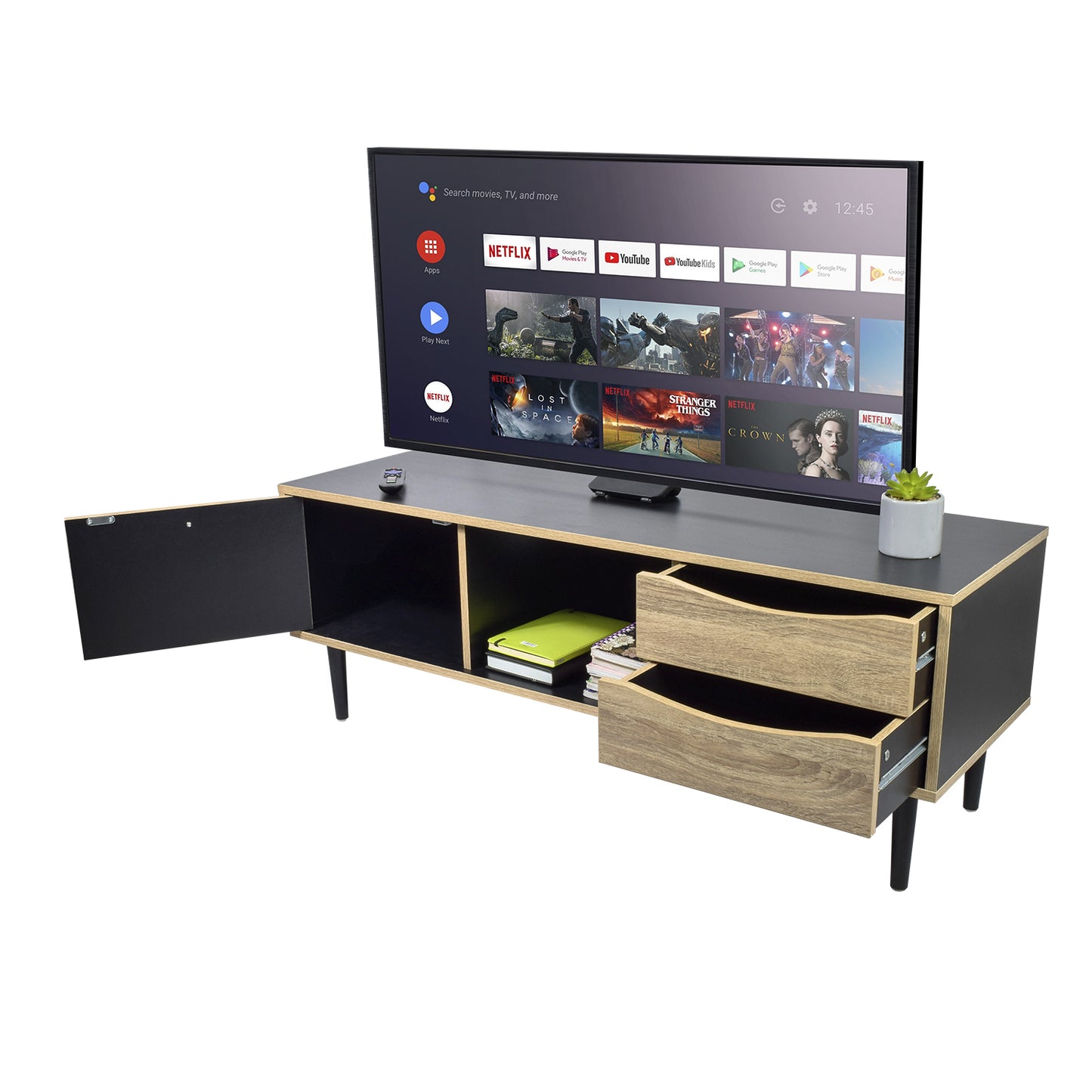 Mueble de TV Venice con Cajones Negro y Café