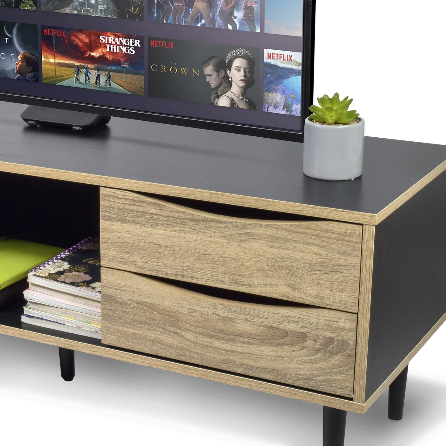 Mueble de TV Venice con Cajones Negro y Café