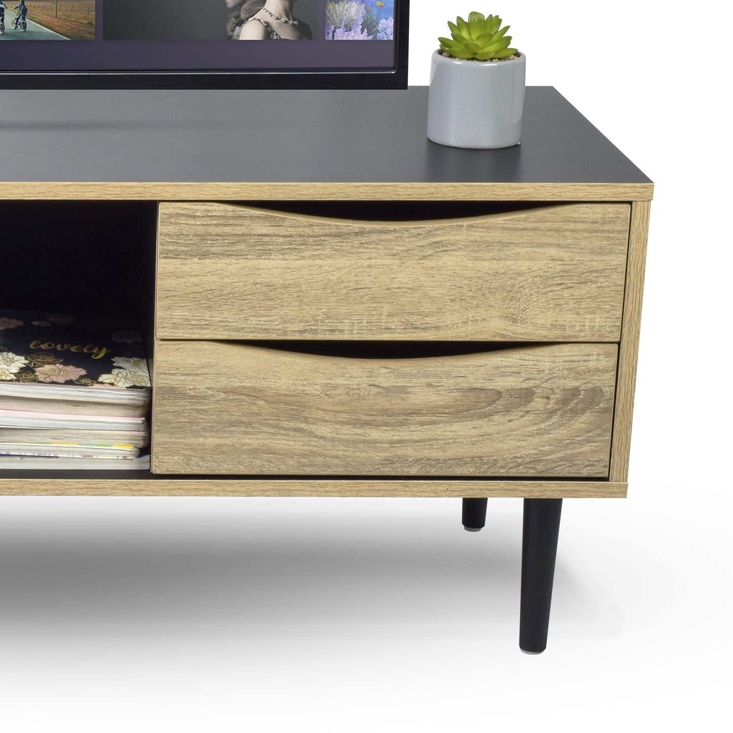Mueble de TV Venice con Cajones Negro y Café