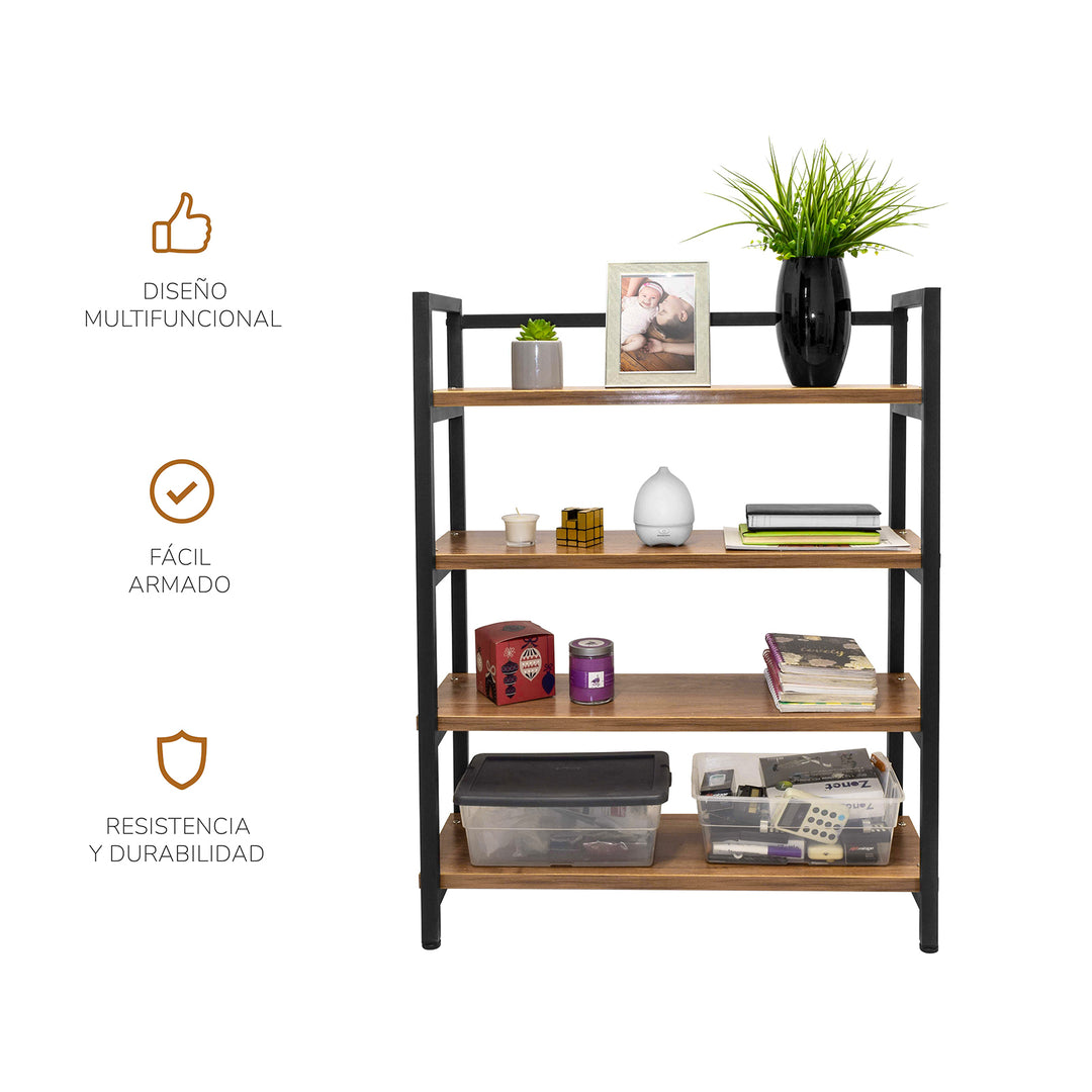 Estante Librero Venti Vertical Café y Negro