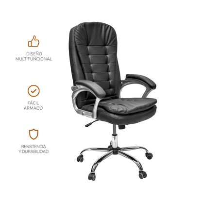 Silla de Oficina Vernier con Respaldo Alto Negra