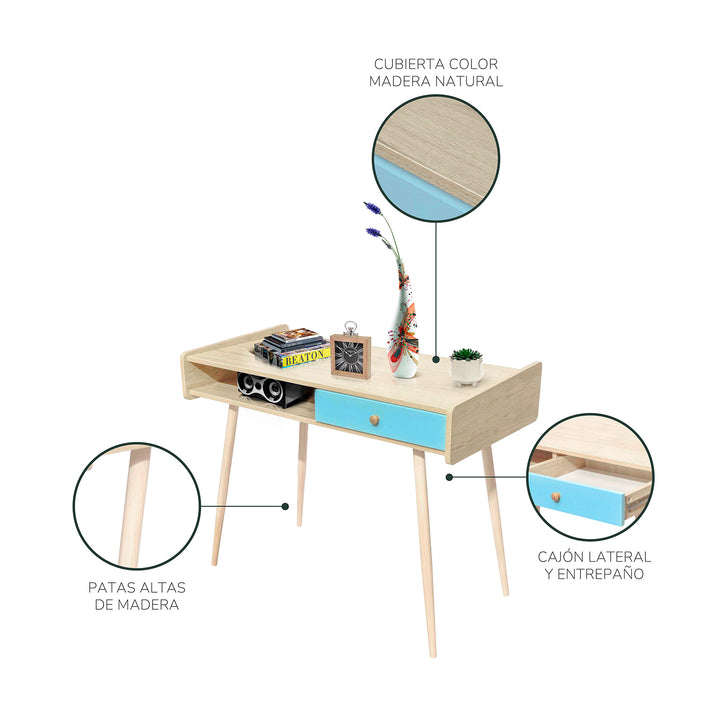 Escritorio Vintage-Blue con Cajón Azul