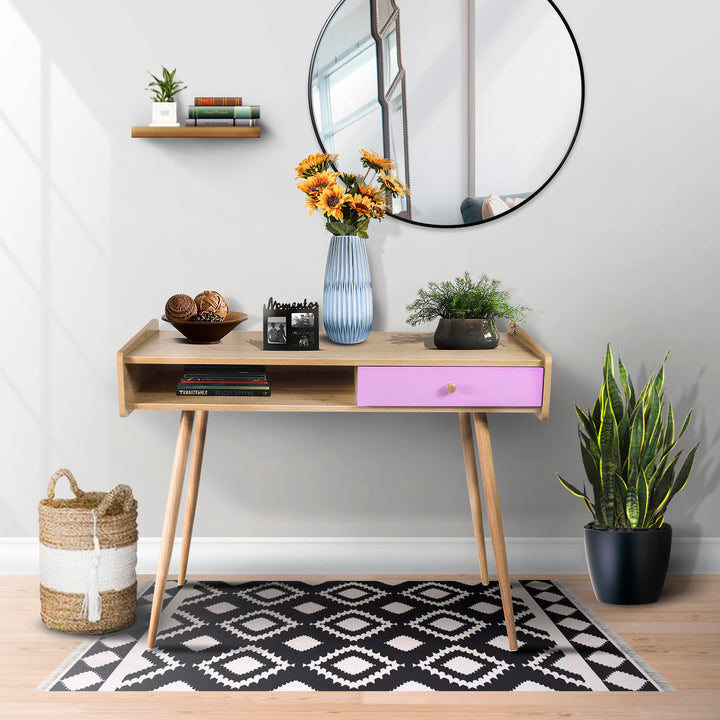 Escritorio Vintage-Pink con Cajón Rosa