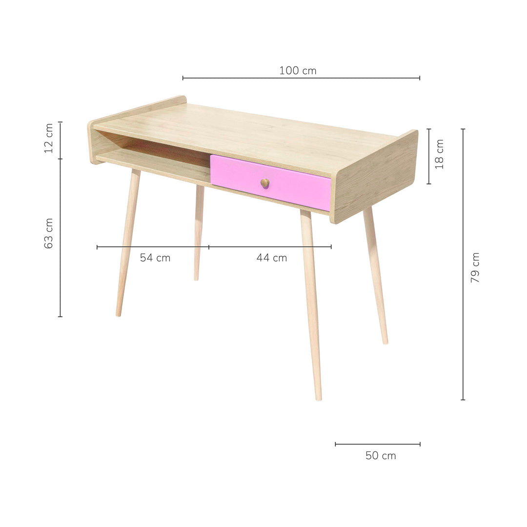 Escritorio Vintage-Pink con Cajón Rosa