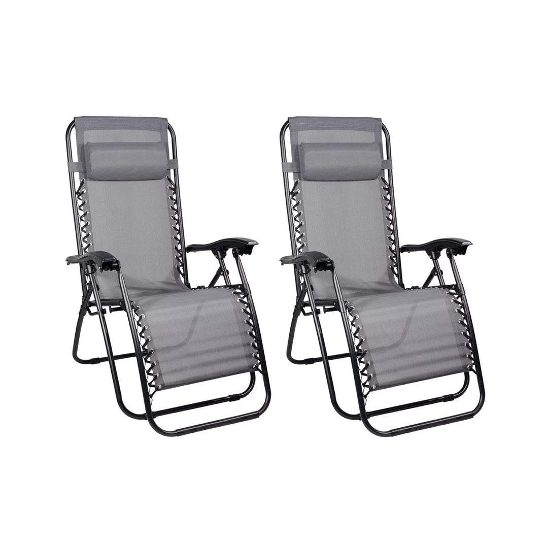 Set 2 Sillas Camastro Reclinables Gris
