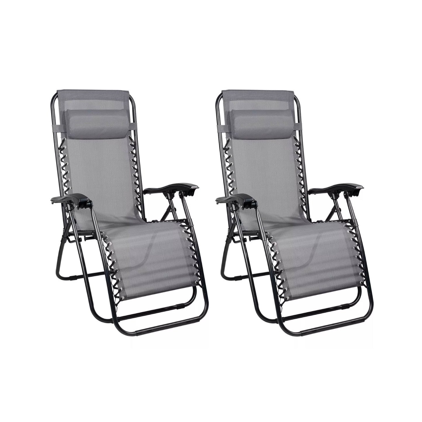 Set 2 Sillas Camastro Reclinables Gris