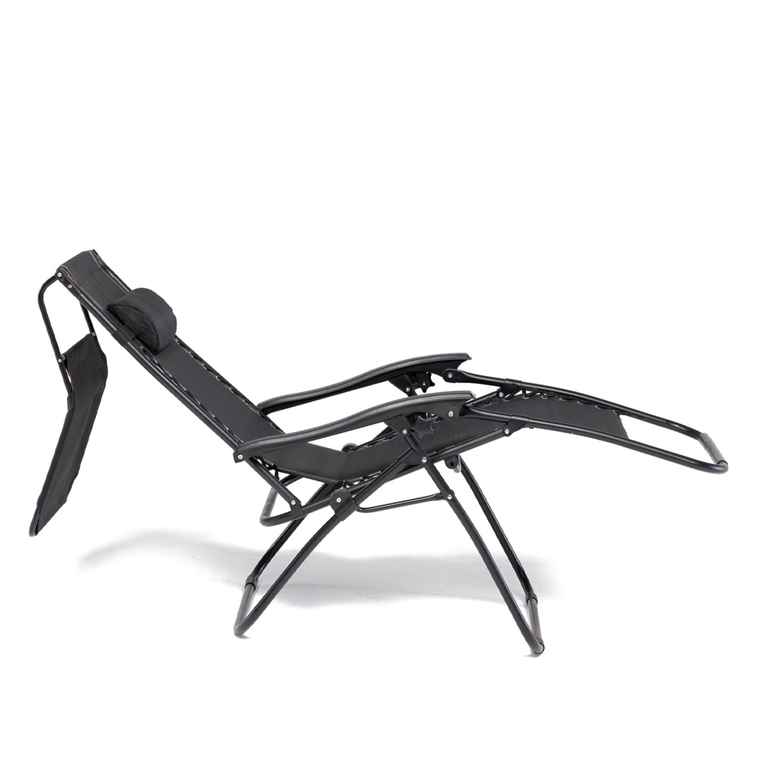 Set 2 Sillas Camastro Con Toldo Negro