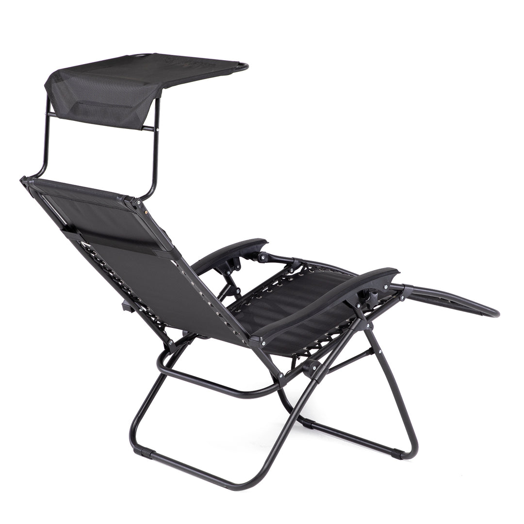 Set 2 Sillas Camastro Con Toldo Negro