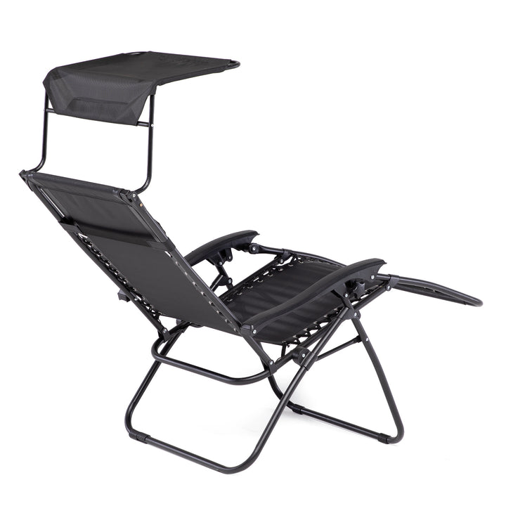 Set 2 Sillas Camastro Con Toldo Negro