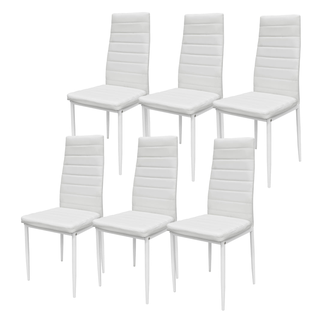 Set 6 Sillas de Comedor Zulu-B con Respaldo Alto Blancas