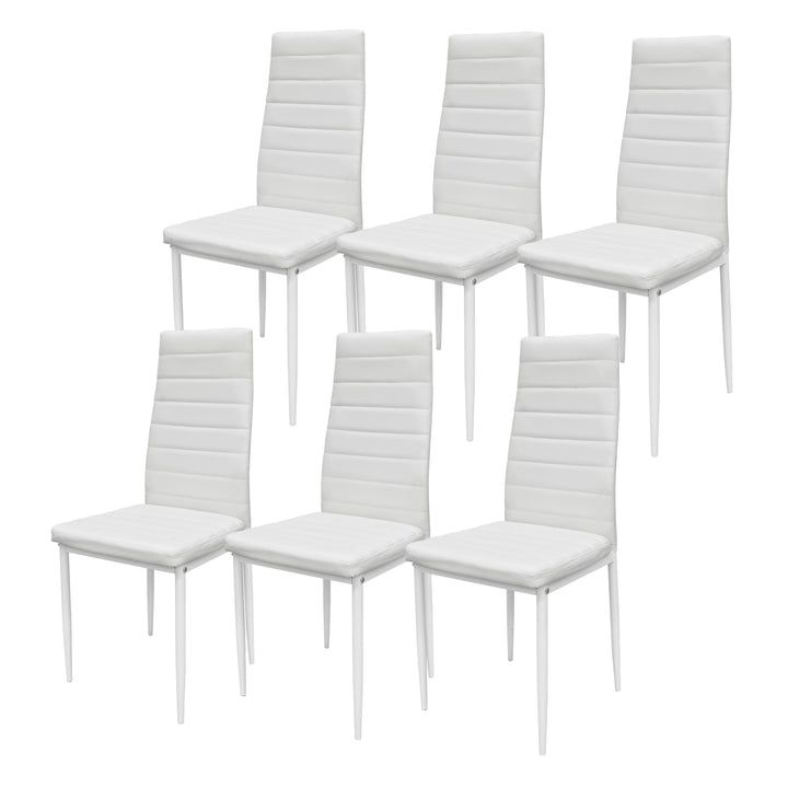Set 6 Sillas de Comedor Zulu-B con Respaldo Alto Blancas