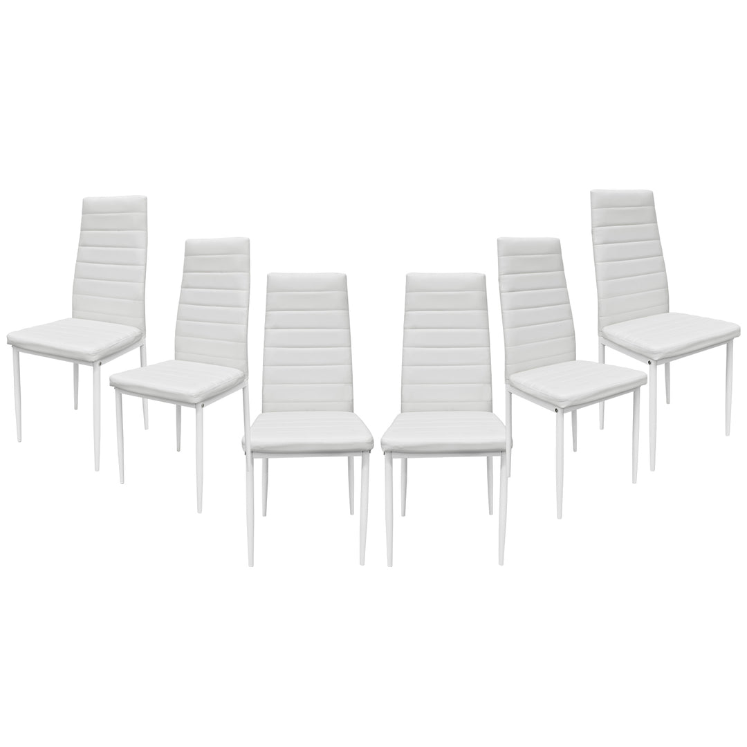 Set 6 Sillas de Comedor Zulu-B con Respaldo Alto Blancas