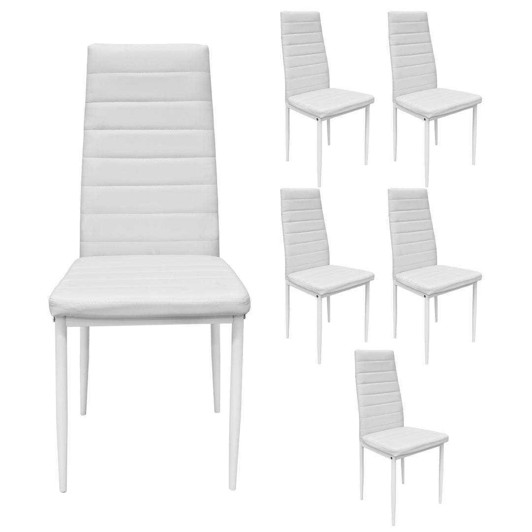 Set 6 Sillas de Comedor Zulu-B con Respaldo Alto Blancas