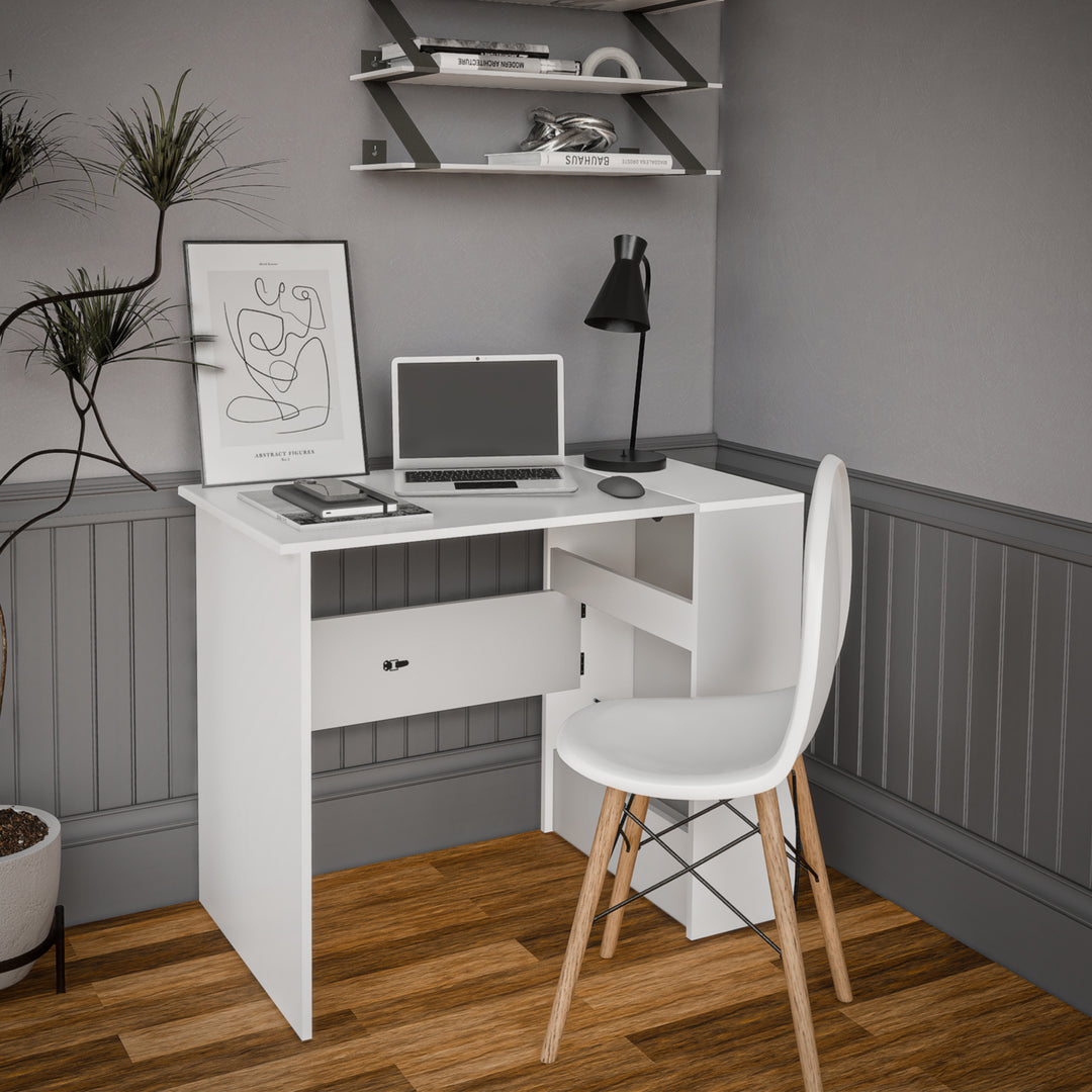 Escritorio Plegable de Melamina Blanco