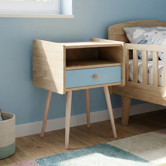 Buró Cabin-Blue Estilo Vintage con Cajón Azul