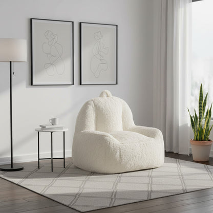 Puff Individual Tipo Sherpa Beige