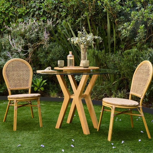 Set 2 Sillas de Exterior Vintage de Ratán Sintético