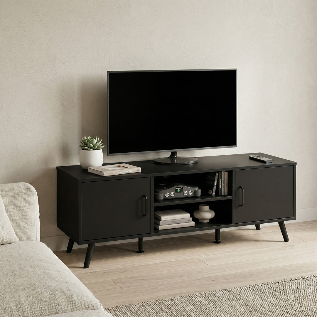 Combo Sala Sofá Cama Fiano + Rack TV Lucca Negro