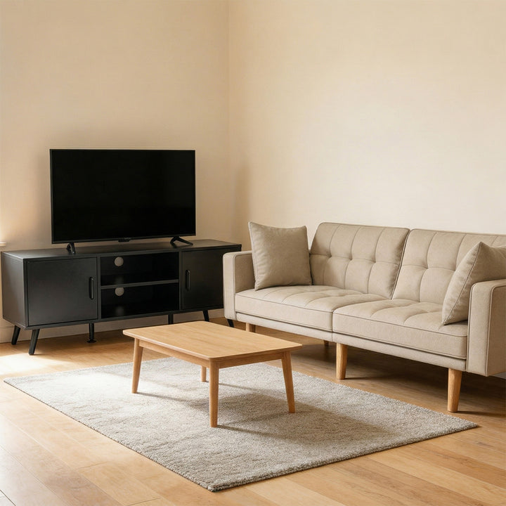 Combo Sala Sofá Cama Fiano + Rack TV Lucca Negro