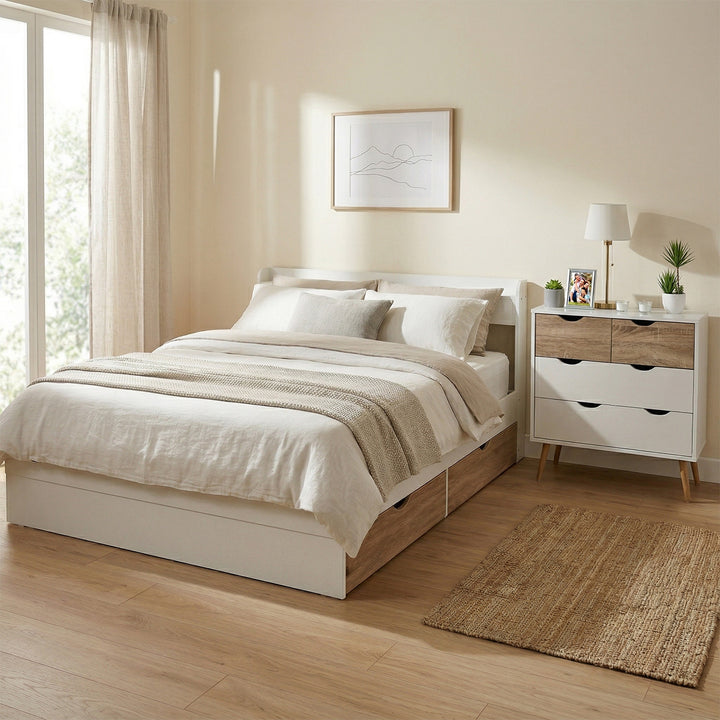 Combo Recámara Nórdica Cama Matrimonial + Cómoda Aloe